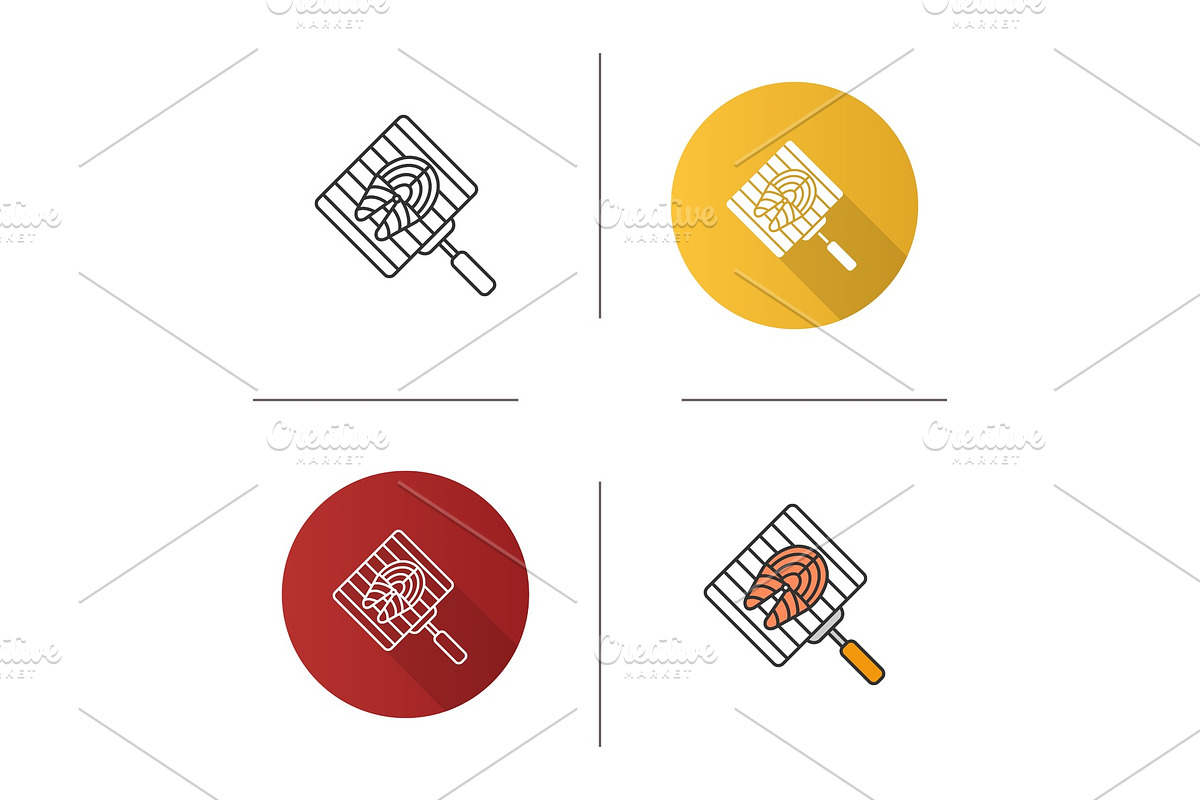 Hand grill with salmon fish icon in Icons - product preview 8