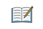 Copybook with pencil color icon