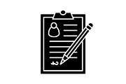 Signed document glyph icon