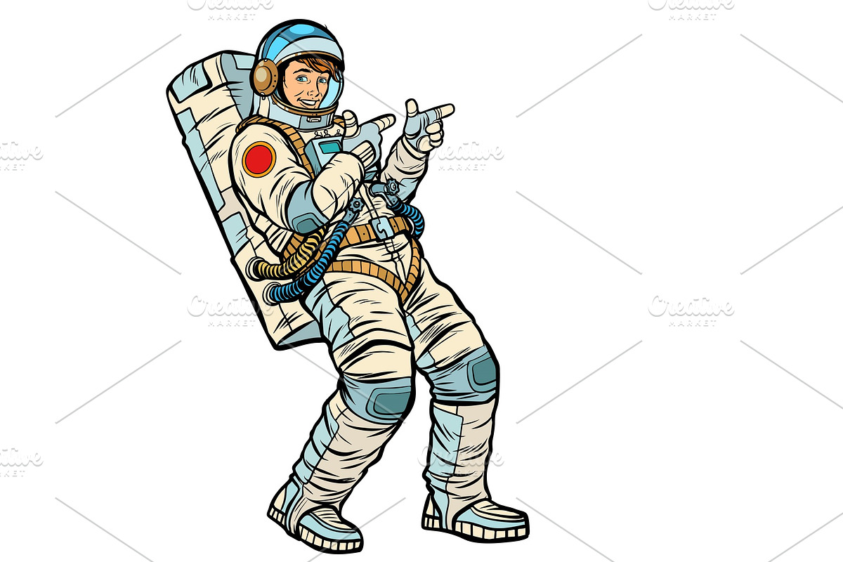 Astronaut young man points. isolate in Illustrations - product preview 8