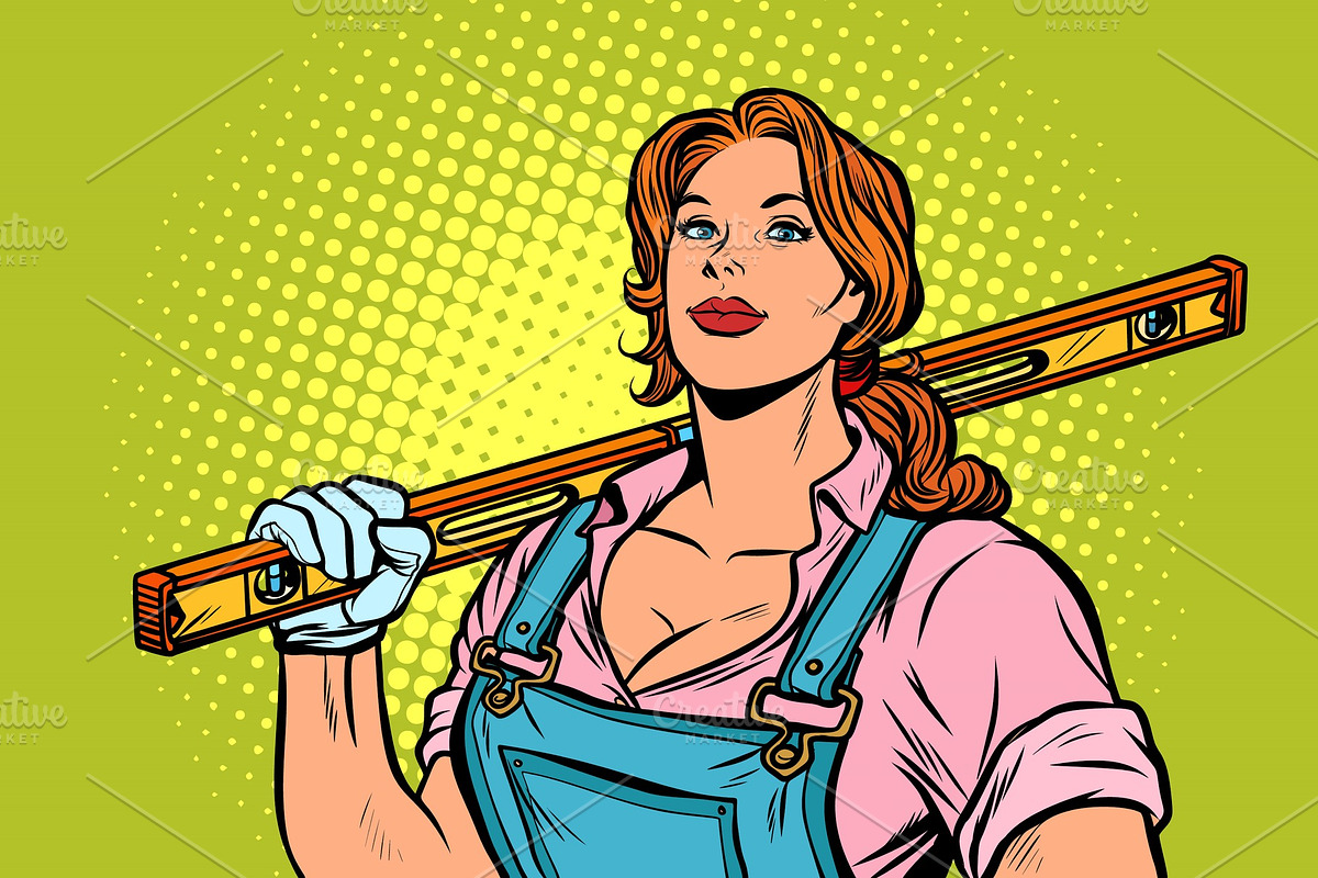 female construction worker with in Illustrations - product preview 8