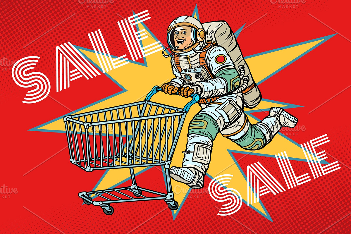 Astronaut on sale. shopping cart in Illustrations - product preview 8