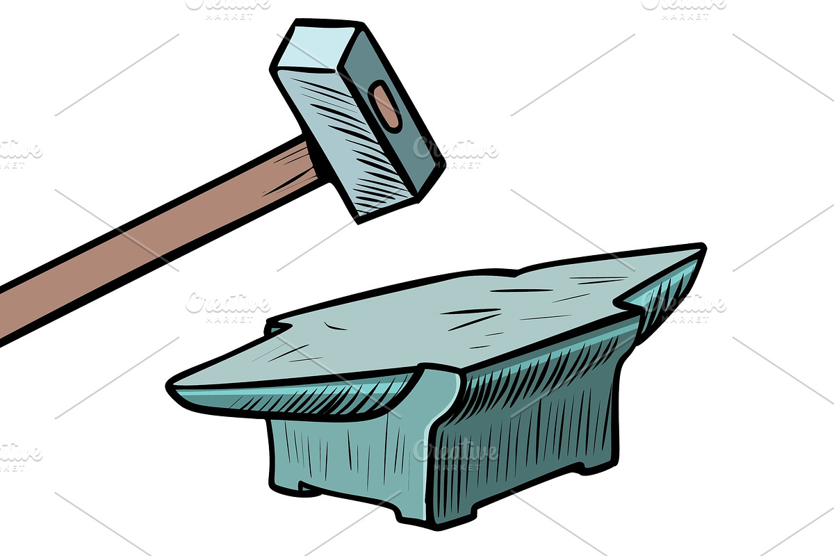 hammer and anvil. blacksmith tool in Illustrations - product preview 8