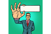 businessman with business card form