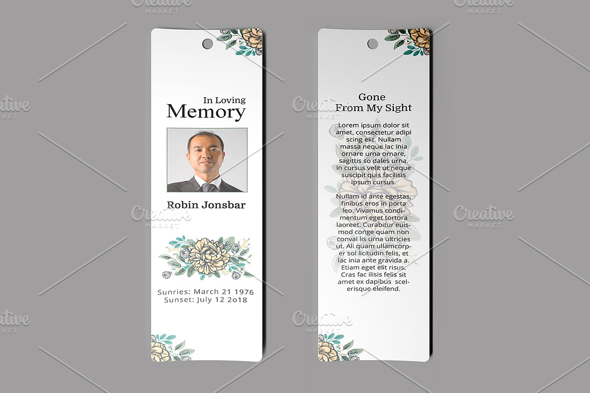 Funeral Bookmark Template V02 in Stationery Templates - product preview 8