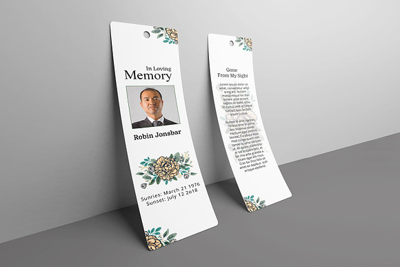 Funeral Bookmark Template V02 in Stationery Templates - product preview 1