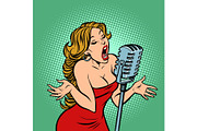 woman singer at the microphone