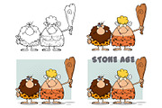 Caveman Couple Cartoon Characters
