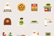 Pizzeria icons set
