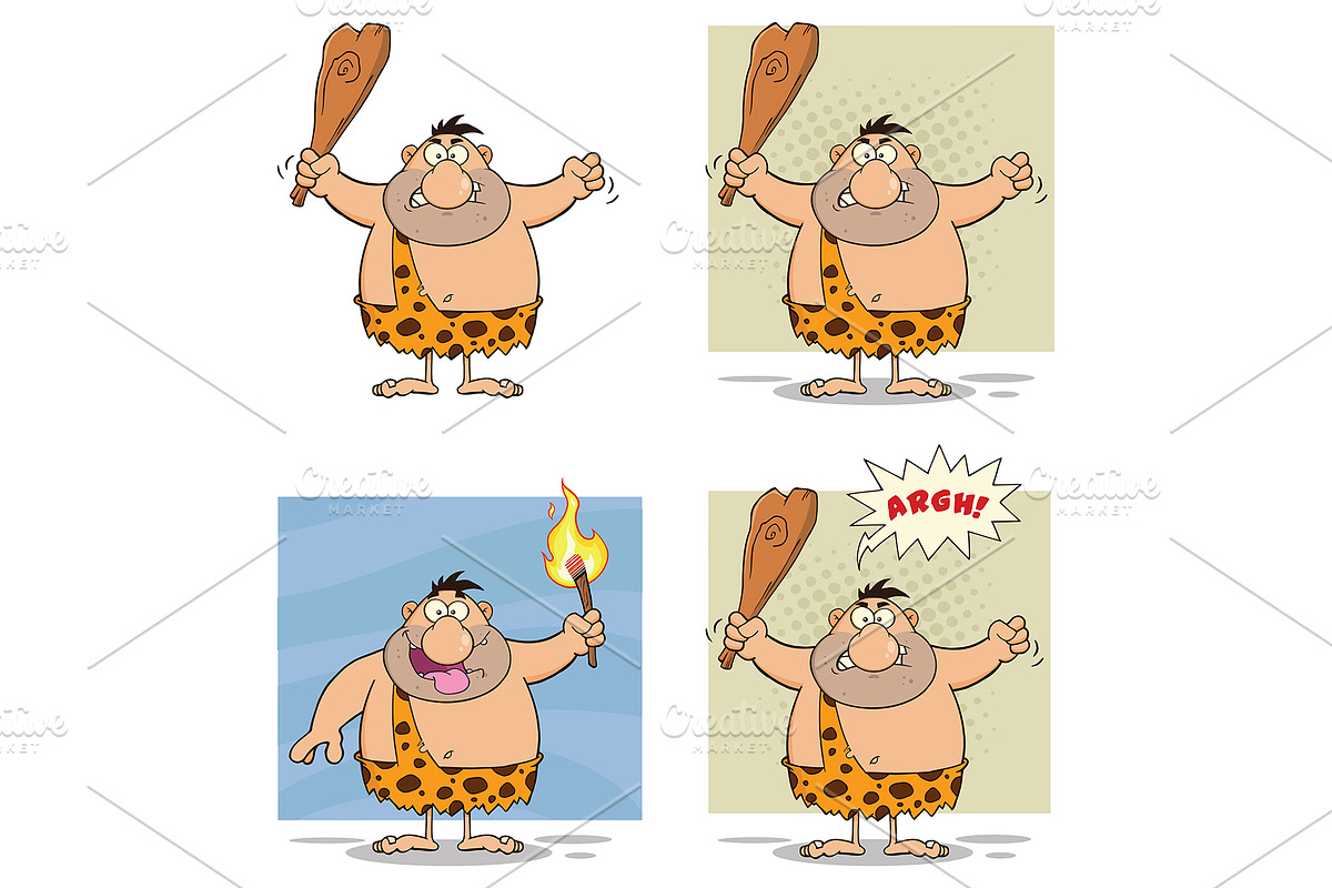 Funny Caveman Character Collection 2 in Illustrations - product preview 8