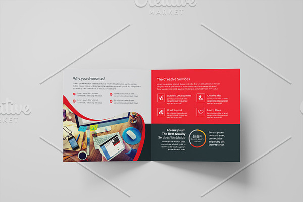 Red Square Bi-Fold Brochure