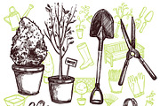 Garden tools sketch concept