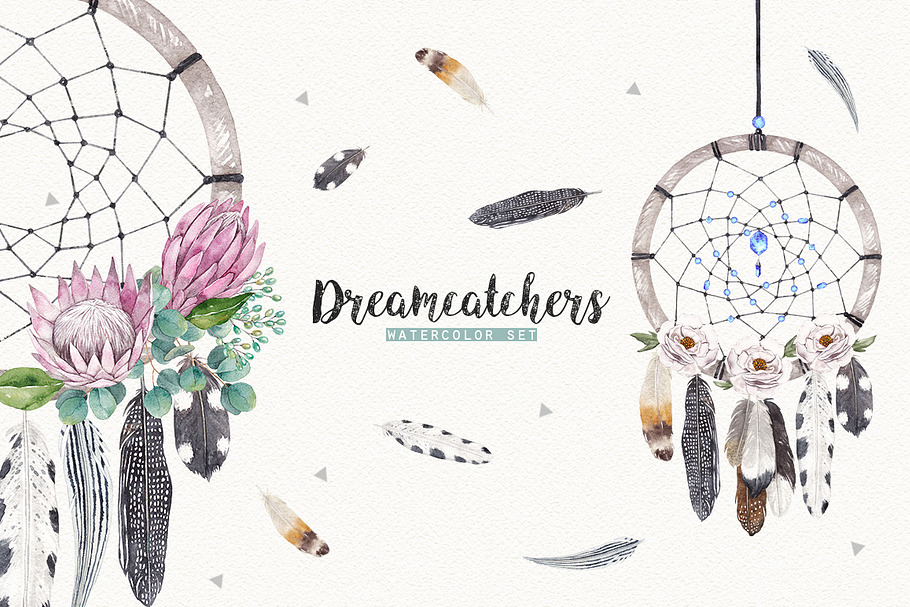 DREAMCATCHERS watercolor set in Illustrations - product preview 8