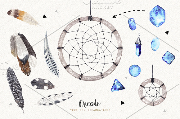 DREAMCATCHERS watercolor set in Illustrations - product preview 4