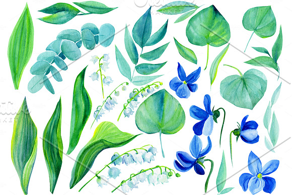 Violets and lily of the valley in Illustrations - product preview 1