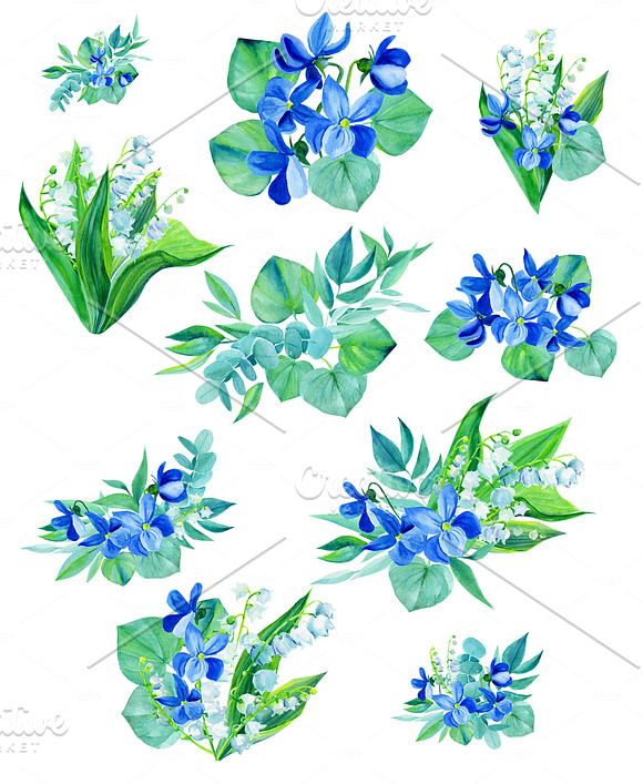 Violets and lily of the valley in Illustrations - product preview 3