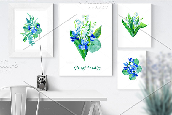 Violets and lily of the valley in Illustrations - product preview 5