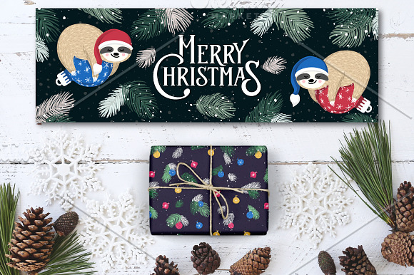 Sloth's Christmas Set in Illustrations - product preview 3