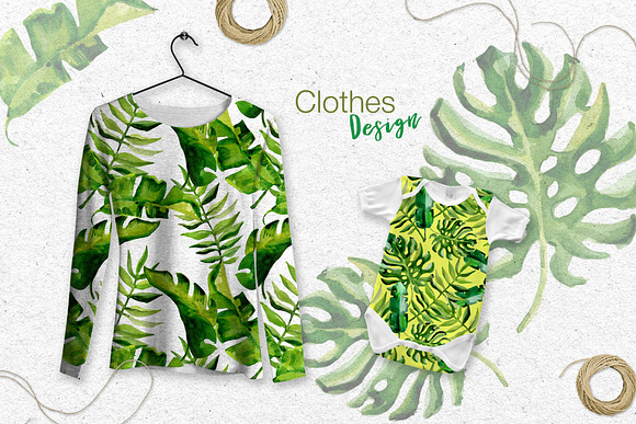 Succulent Tropical leaves PNG set in Illustrations - product preview 6