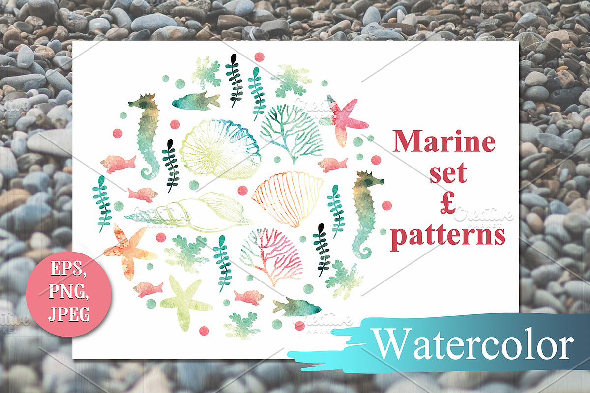 Marine set of elements for design in Illustrations - product preview 8