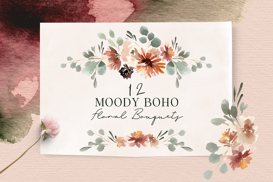 Moody Boho Floral Set in Illustrations - product preview 8
