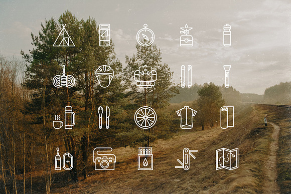 Line Icons | Bikepacking Icon Set in Icons - product preview 3