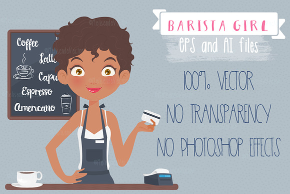 Barista Girl Set in Illustrations - product preview 1
