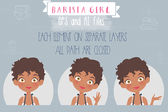 Barista Girl Set in Illustrations - product preview 2