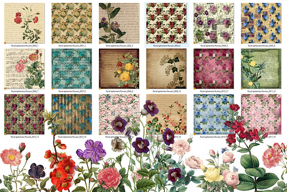 Floral Ephemera Digital Paper in Textures - product preview 2