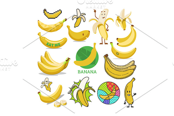 Banana vector yellow tropical fruit