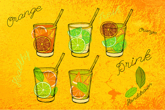 Hand Drawn Citrus Set in Illustrations - product preview 2