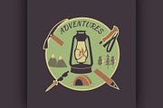 Colored vintage adventure label