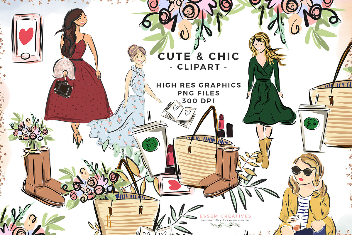 Cute Chic Fashion Girl PNG Clipart in Illustrations - product preview 8