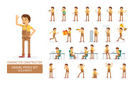 Warehouse worker character poses set