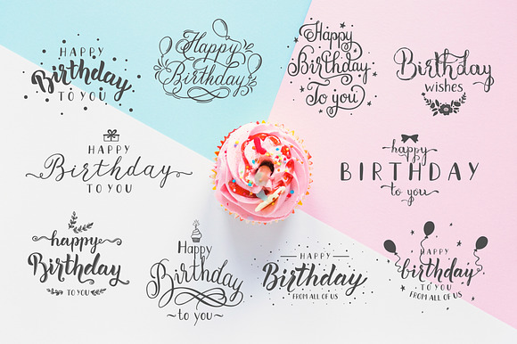 Happy Birthday Lettering Emblems in Objects - product preview 1