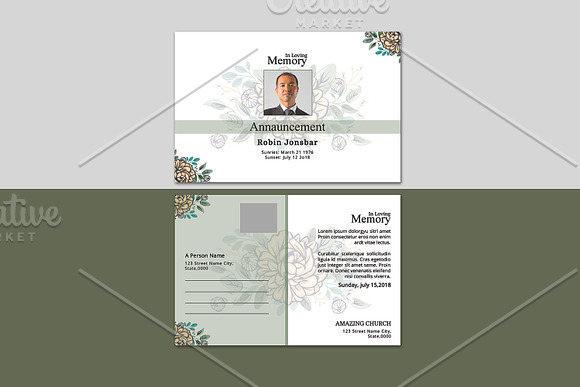 Funeral Announcement Card V01 in Postcard Templates - product preview 1