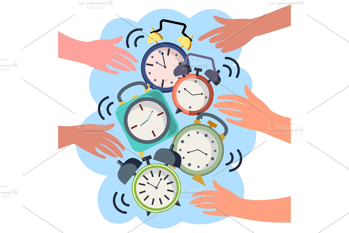 Hands turn off alarms vector in Illustrations - product preview 8