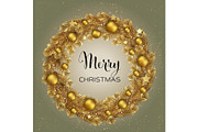 Christmas Wreath with Gold Pine