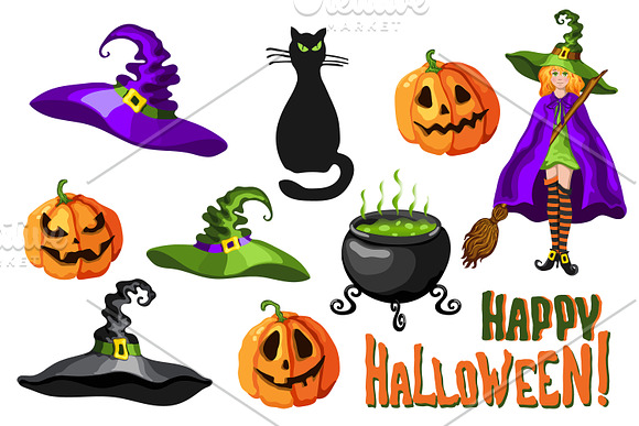 Halloween cartoon style graphic set in Illustrations - product preview 2