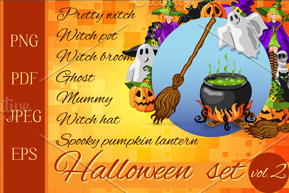 Halloween cartoon style graphic set in Illustrations - product preview 3
