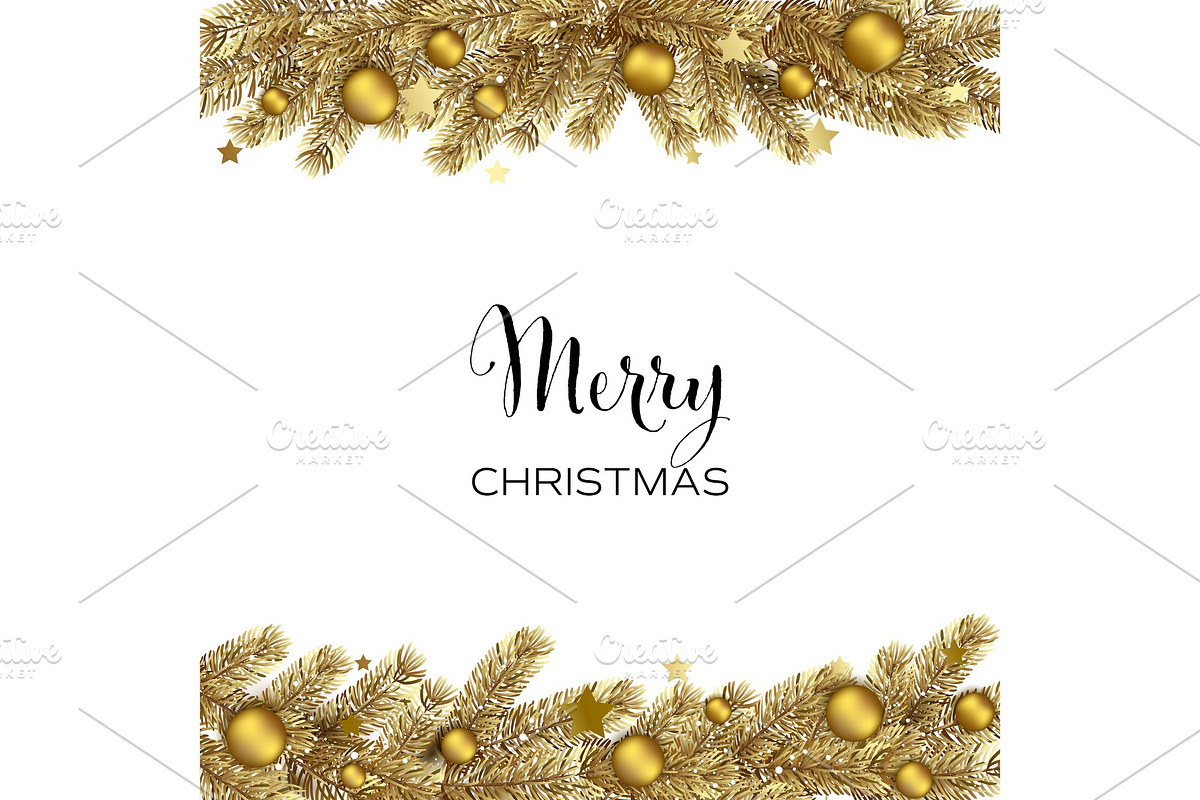 Christmas gold Pine Branches and in Illustrations - product preview 8