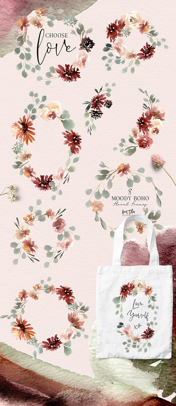 Moody Boho Floral Set in Illustrations - product preview 6