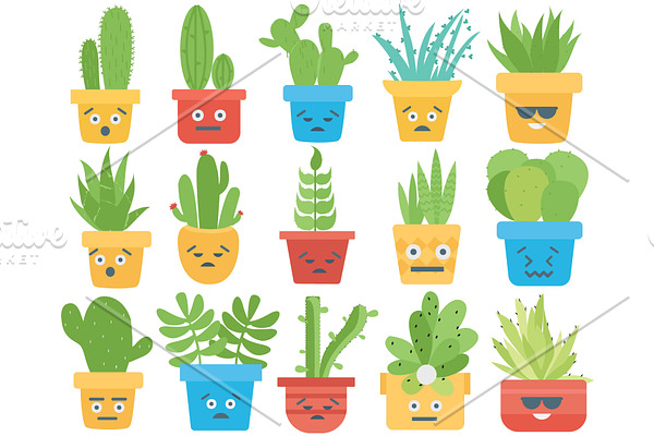 Cactus and Succulents Vectors Emoji