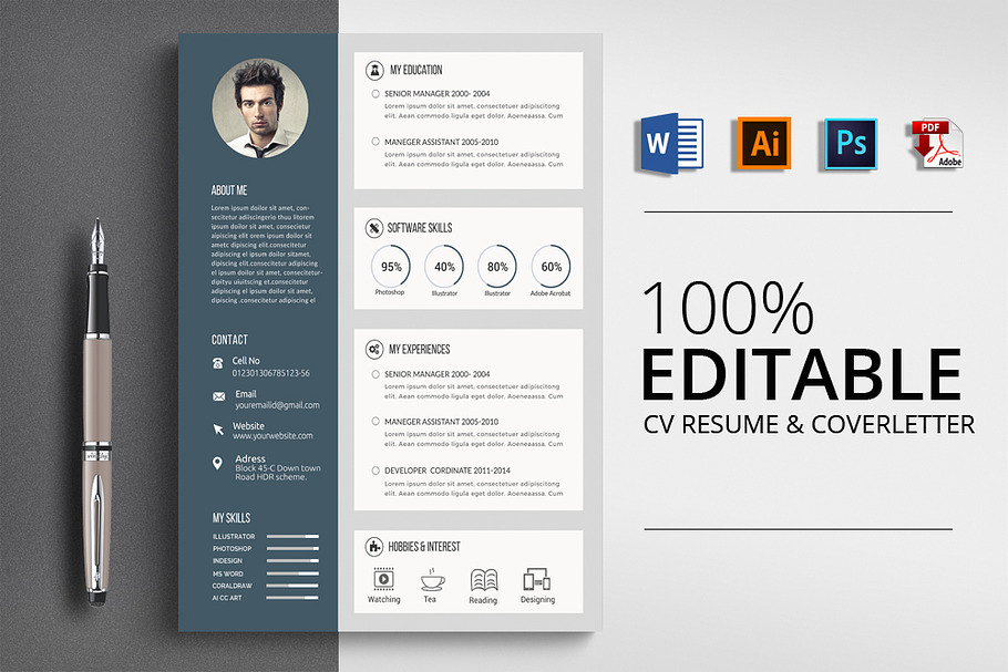 Clean CV Resume Word Template in Resume Templates - product preview 8