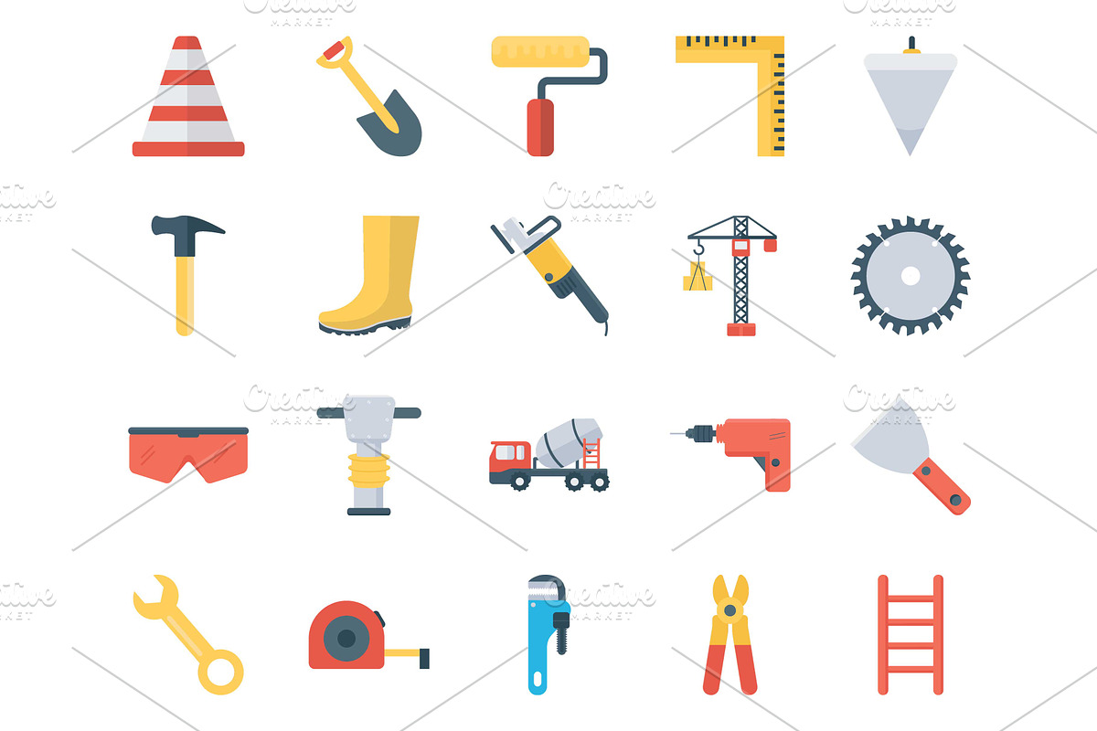 50 Flat Construction Icons in Icons - product preview 8