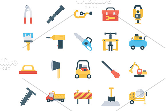 50 Flat Construction Icons in Icons - product preview 1