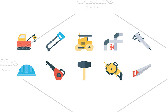 50 Flat Construction Icons in Icons - product preview 2