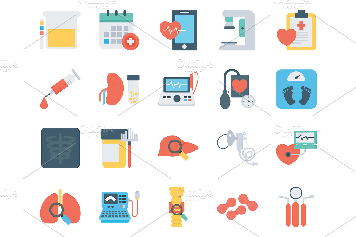 55 Health Checkup Flat Icons in Icons - product preview 8