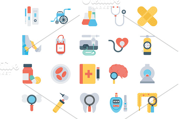 55 Health Checkup Flat Icons in Icons - product preview 1