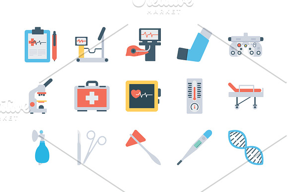 55 Health Checkup Flat Icons in Icons - product preview 2